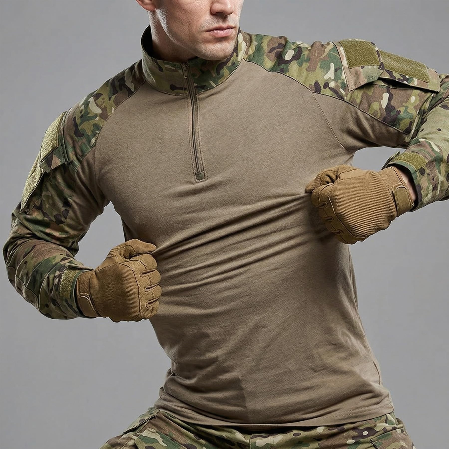 LANBAOSI Camiseta táctica de manga larga para hombre, para airsoft, caza, bosque de manga larga