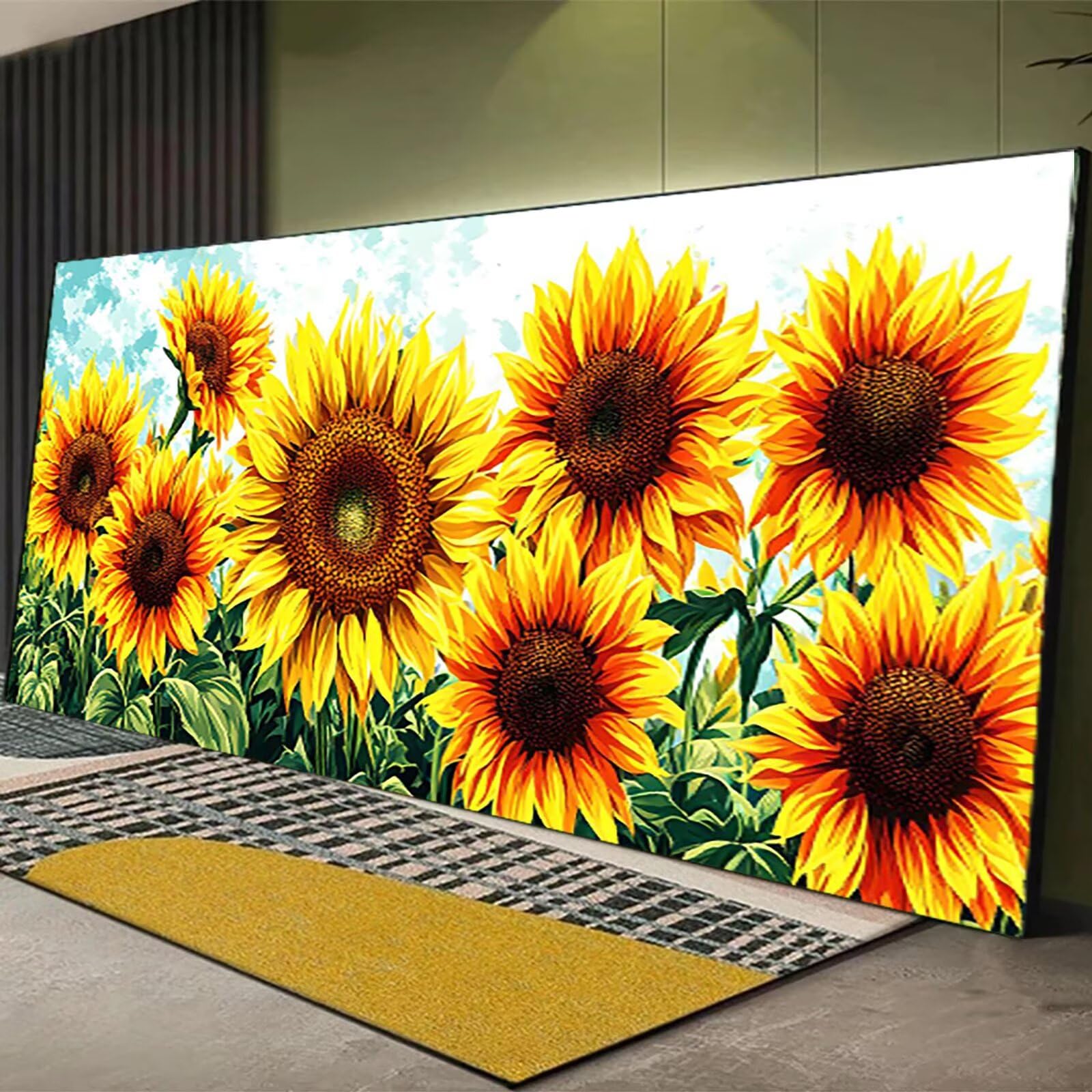Malen nach Zahlen Kinder Sonnenblume, Malen Nach Zahlen Erwachsene, Geschenke für Mädchen Junge Bastelset, Malen nach Zahlen Blume | Malen nach Zahlen Ohne Rahmen, (60x120cm) Bastelset Erwachsene A-4