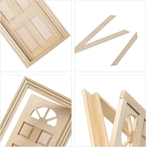 Miniatura 4 de AUEAR, Muebles en miniatura para casa de muñecas 112, puertas de madera para bricolaje, muñeca, muebles para el hogar, manualidades (6 paneles