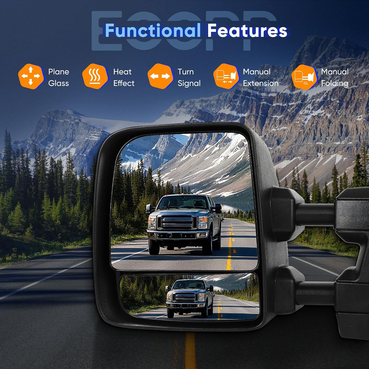 ECCPP Towing Mirrors Compatible With 2015 2016 2017 2018 2019 2020 2021 FOR Nissan Titan With Left Right Side With Power Heated Turn Signal Puddle lamp Bilnd spot memory function Black Texture