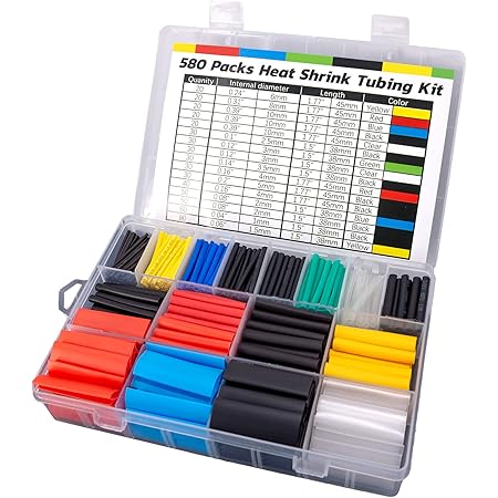 ADORAMOUR 580PCS Heat Shrink Tubing, Electrical Wire Cable Wrap Sleeving Tube Kit (6 Colors, 11 Sizes)