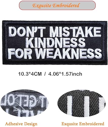 Miniatura 2 de Parches de letras negras para planchar, con texto en inglés Don't Mistake Kindness for Weakness (Don't Mistake Kindness for Weakness)