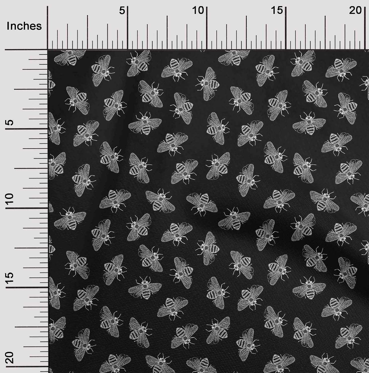 oneOone Cotton Flex Black Fabric Honey Bees Craft Projects Decor Fabric Printed by The Yard 40 Inch Wide