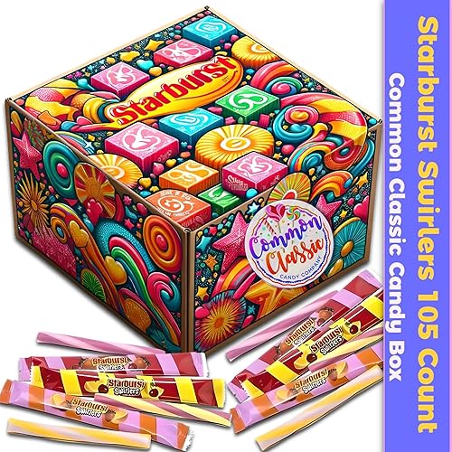 Miniatura 2 de Starburst Swirlers - Palitos de caramelo masticables, 105 unidades con embalaje Common Classic Candy Company