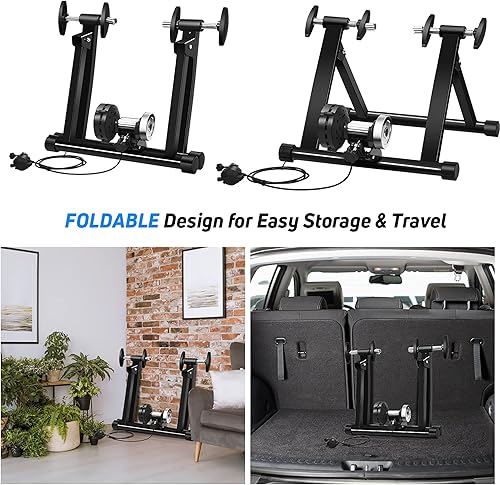 Miniatura 3 de DORTALA Indoor Bike Trainer Stand, Portable Steel Trainer Stand w/ 8 Levels Resistance, Cycling Training Stand w/Fluid Flywheel for 26-28 Inch