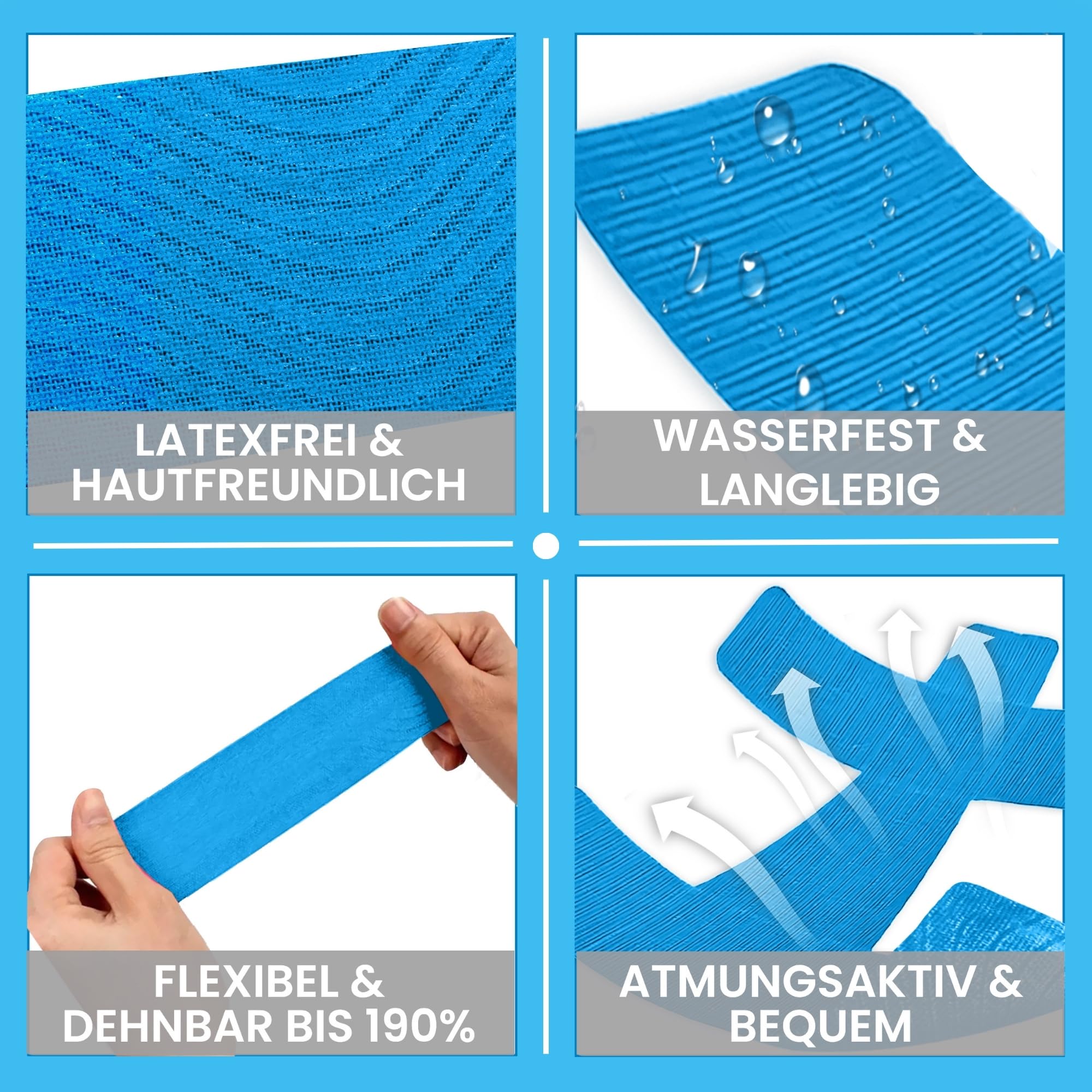Hallux Valgus Kinesiotape – 20 bandes prédécoupées Sport & Physio Tapes pour orteil et pied – Bande de kinésiologie prédécoupée pour hallux valgus, respectueuse de la peau et sans latex (Noir