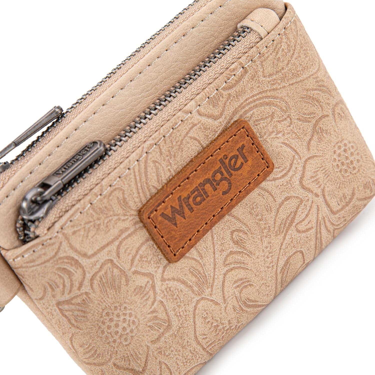 Montana West Wrangler Coin Purse for Women RFID-blocking Floral Embossed Change Pouch Wristlet Wallet Lightweight Portable Wallets Tan - Image 6