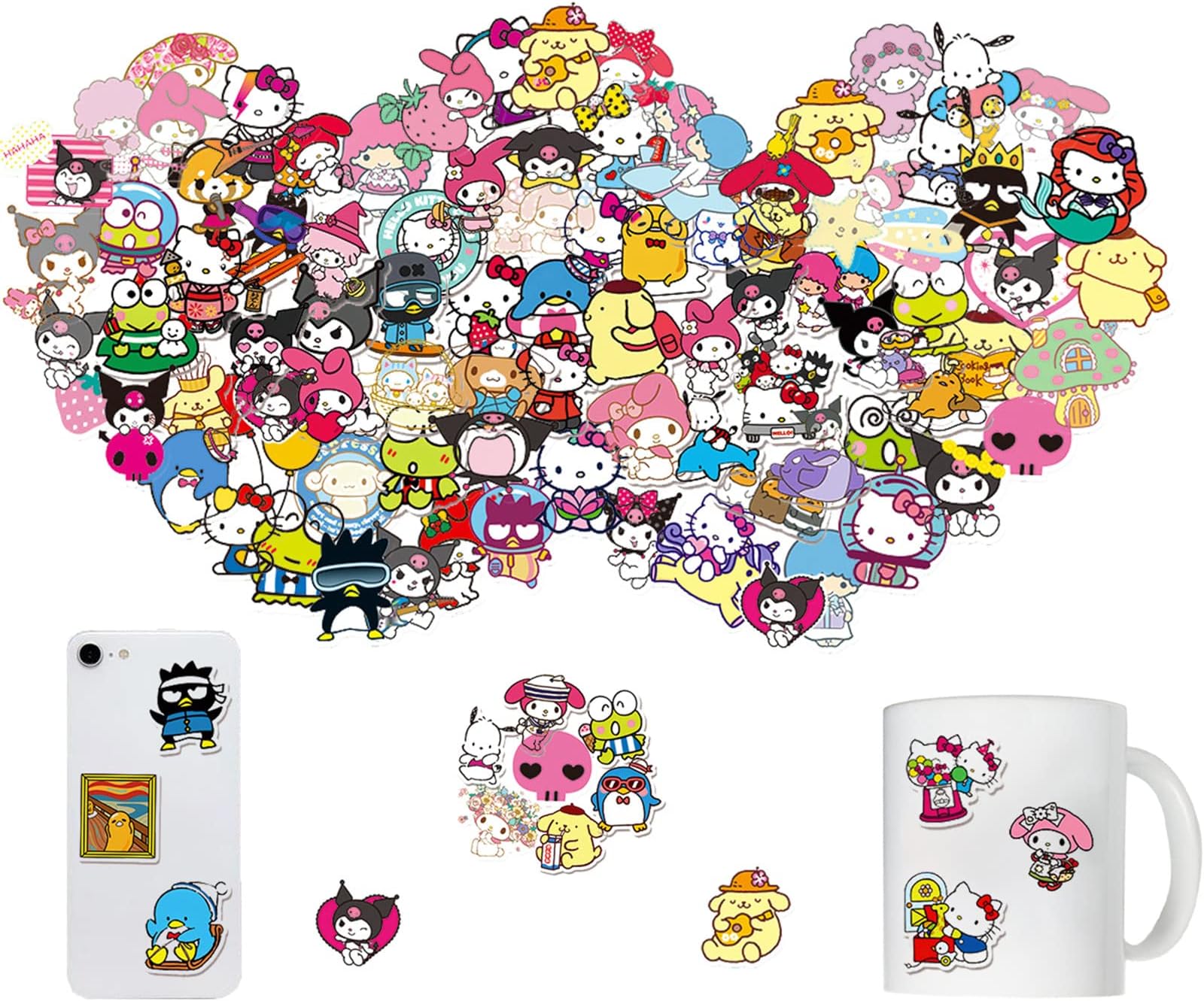 Amazon.com: 60 Pcs Cute Stickers for Kids, Hello Kitty Stickers Kuromi ...