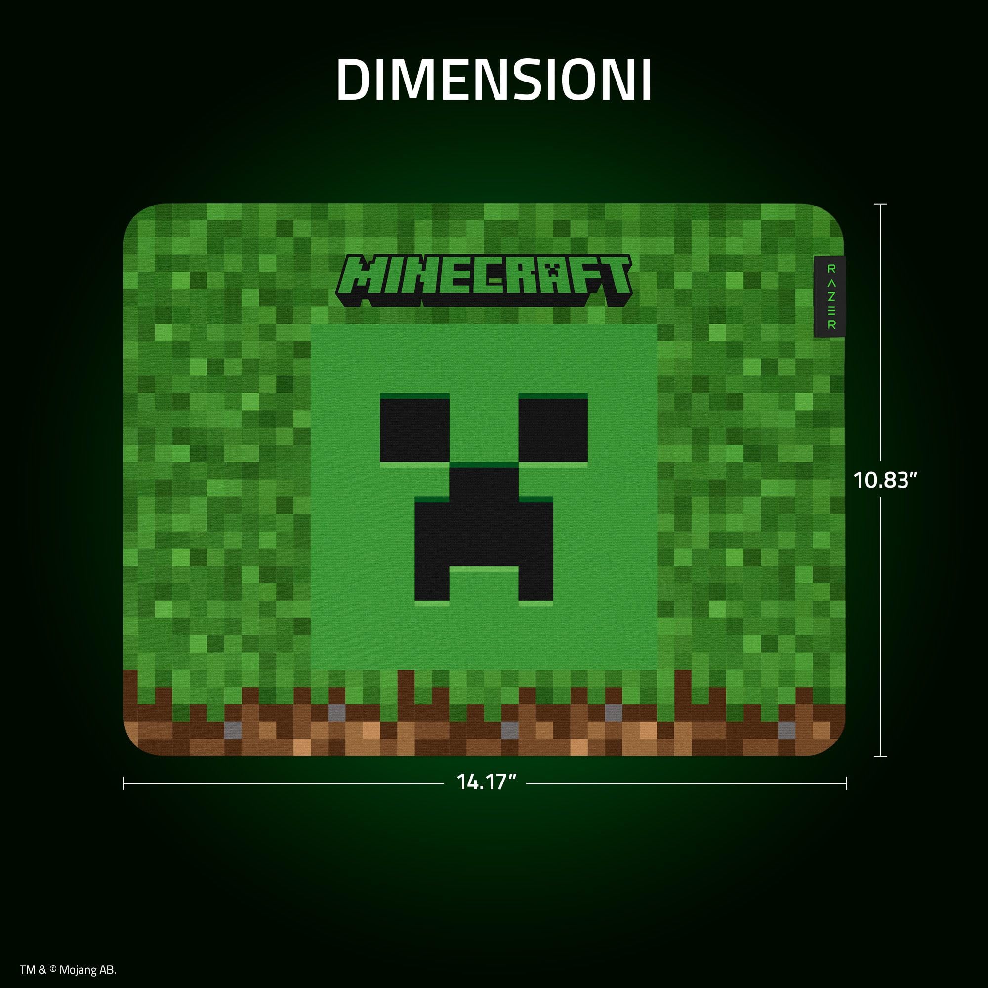 Razer Gigantus V2 Minecraft Edition - Morbido tappetino per mouse da gioco per velocità e controllo (superficie a microtessitura, schiuma di gomma spessa, base antiscivolo, 360 x 275 x 3 mm) Minecraft