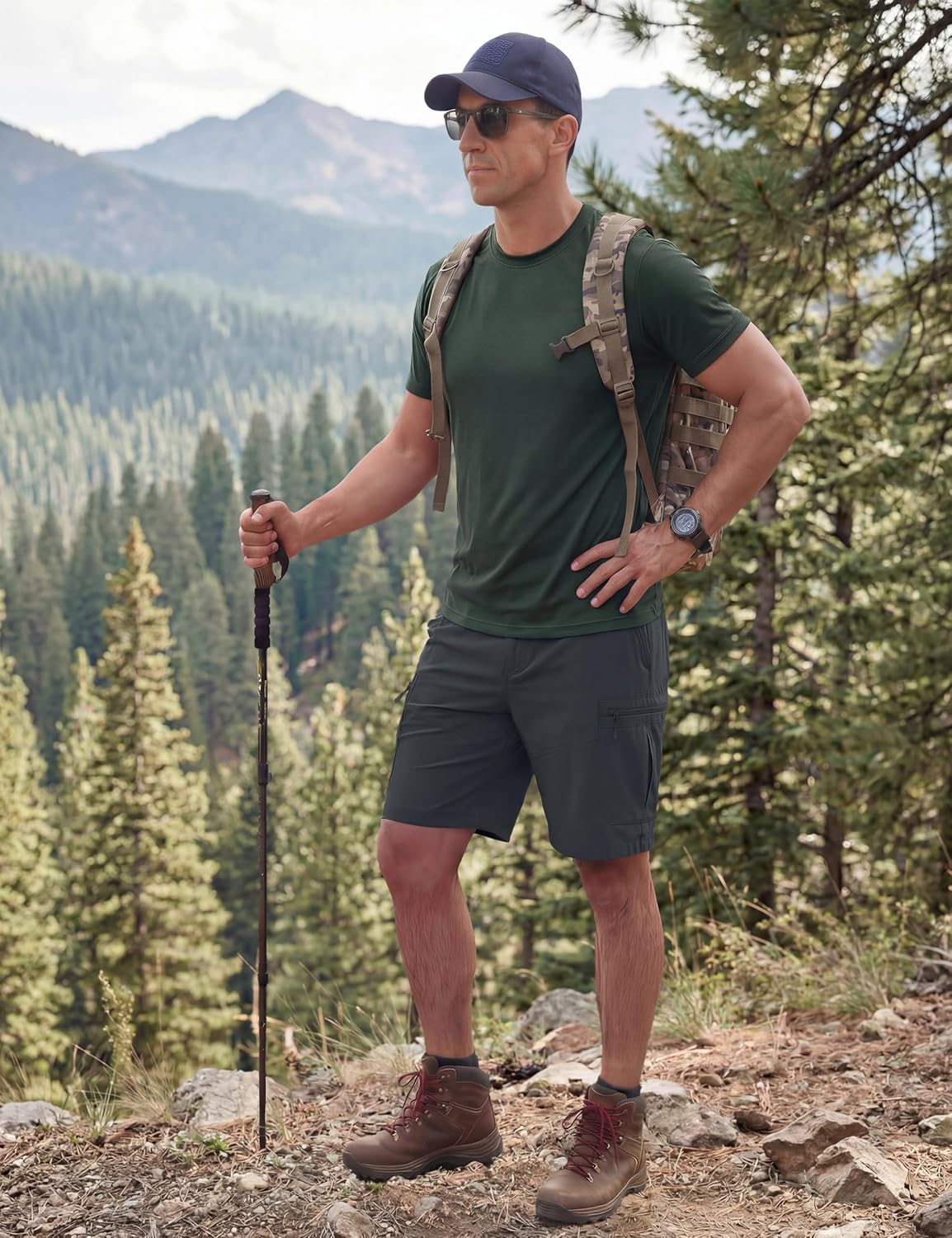 TACVASEN Men's Hiking Cargo Shorts 9" Quick Dry Lightweight Water Resistant Shorts Casual Golf Work with 5 Pockets