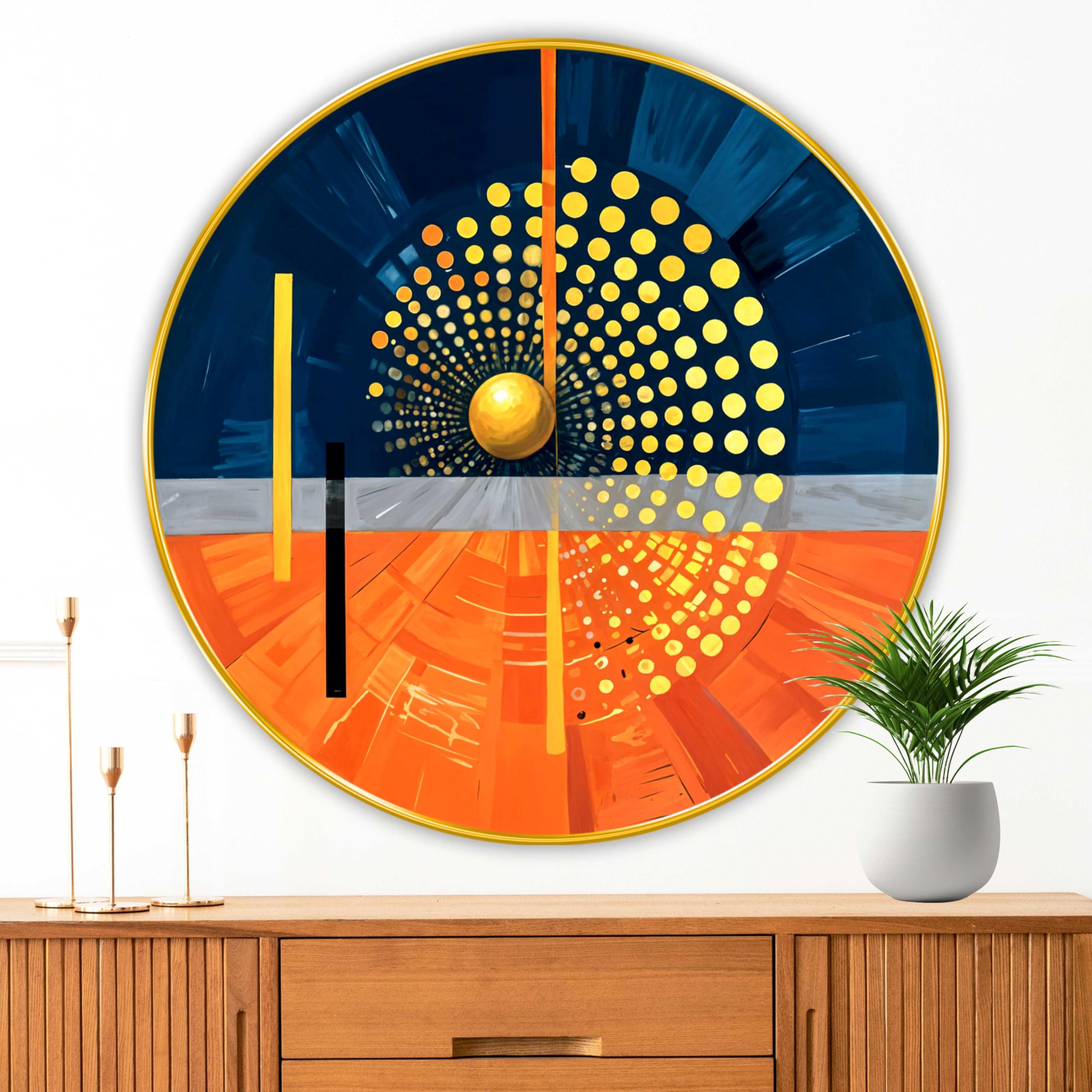 Livin'luxe paintings Abstract modern art Premium Sparkle lamination Golden Slim Frame 58 cm x 58 cm Large Size, For Home/Office/Hotel painting GR135