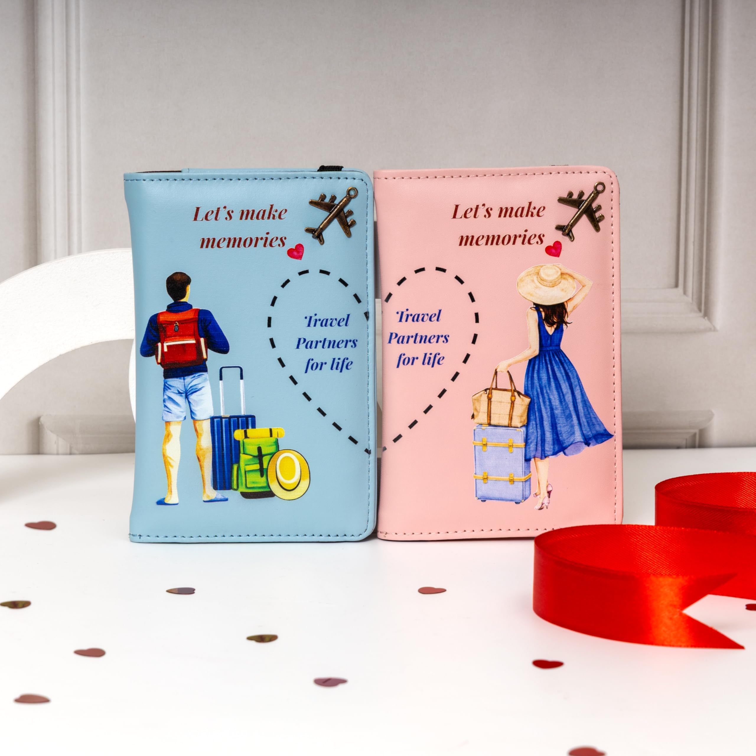 Rarejoy Thoughtfully Curated Couple Gift Hamper with Mugs for Him & Her, Couple Passport Cover & Greeting Card | Romantic Gift Set for Couples | Anniversary, Wedding Gift, Travel Gift for partner, Birthday Gift 1