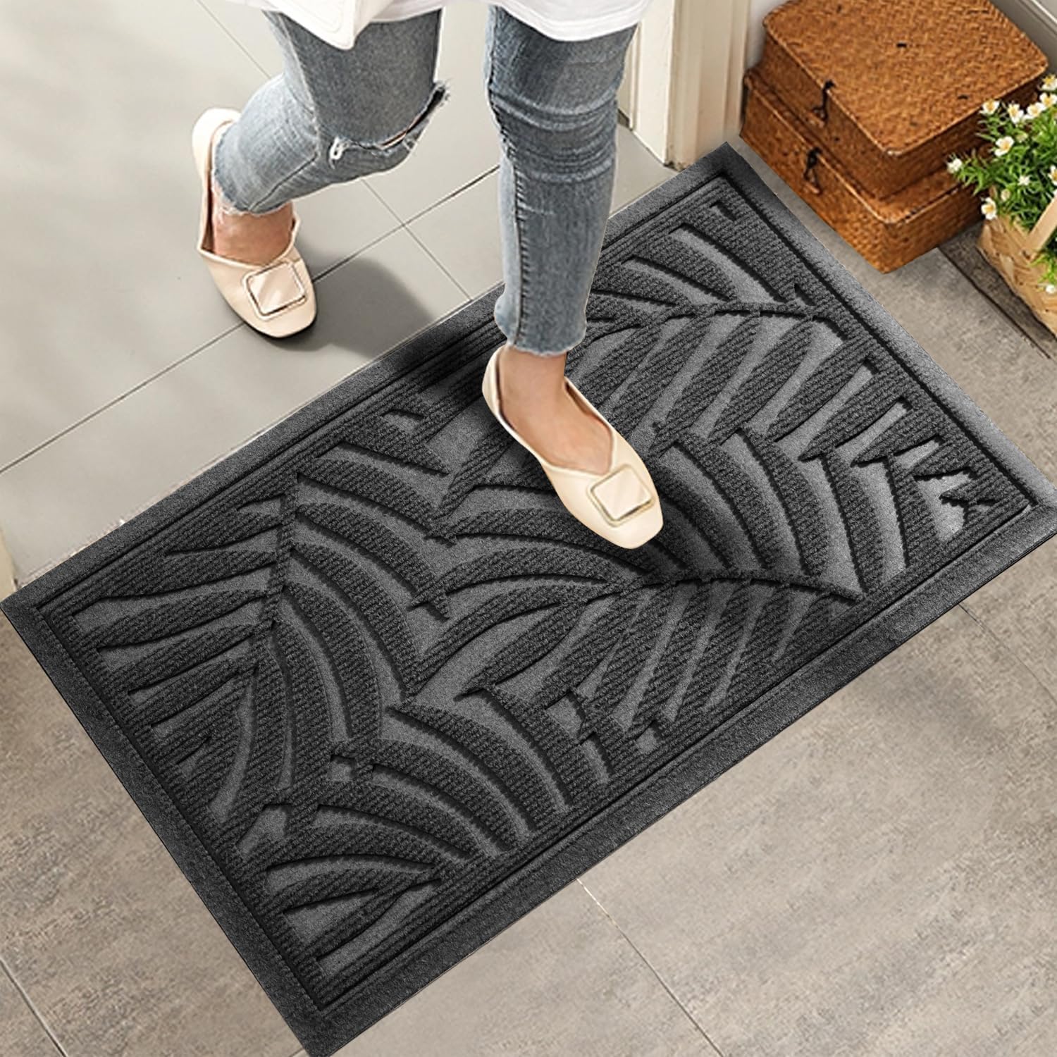Amazon.com: HIYARD Front Door Mat, Absorbent Resist Dirt Welcome Door ...