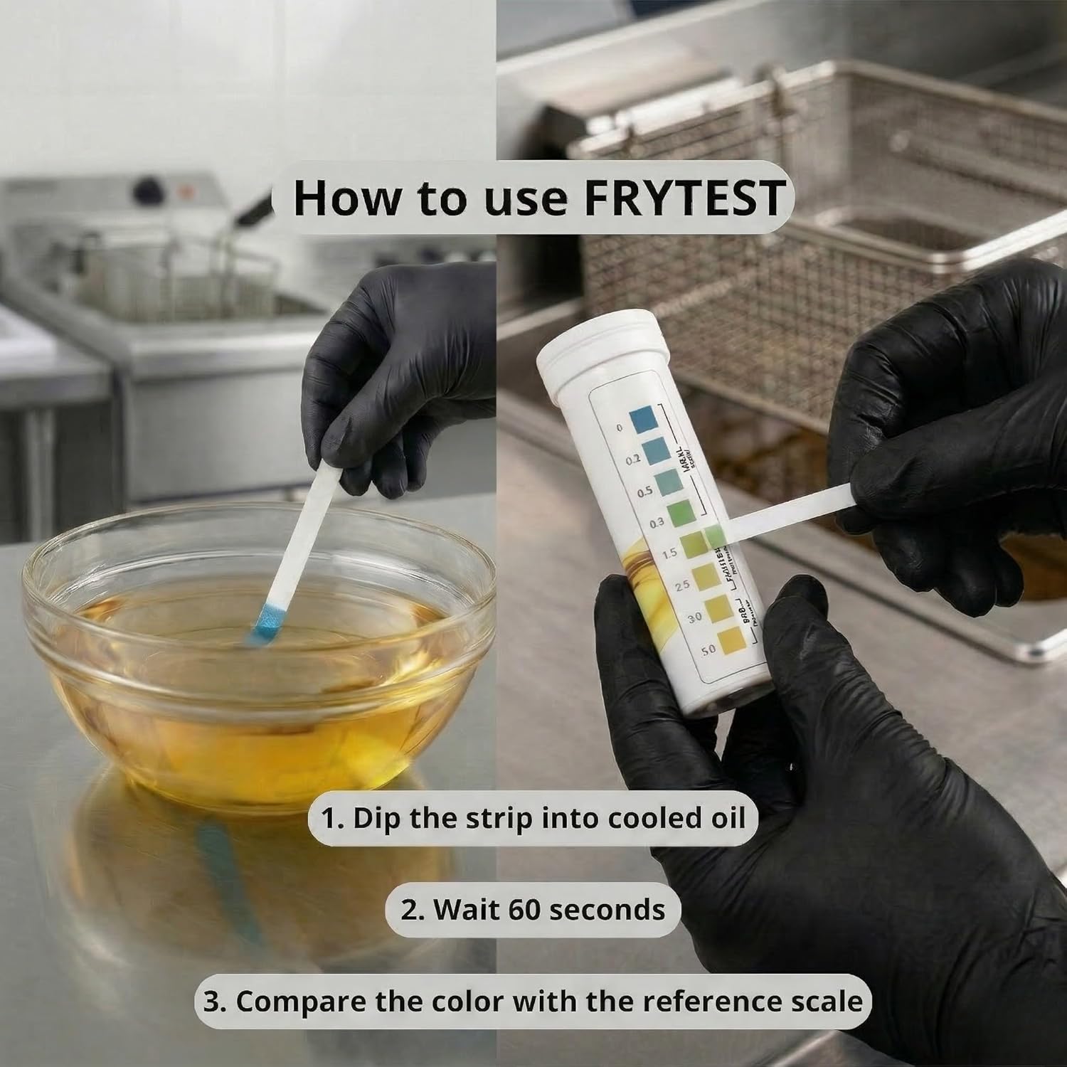 Cooking & Frying Oil Tester Kit – Fast & Simple Oil Quality Test Strips to Reduce Oil Waste – Clear FFA Results for Restaurants & Kitchens – 100 Strips