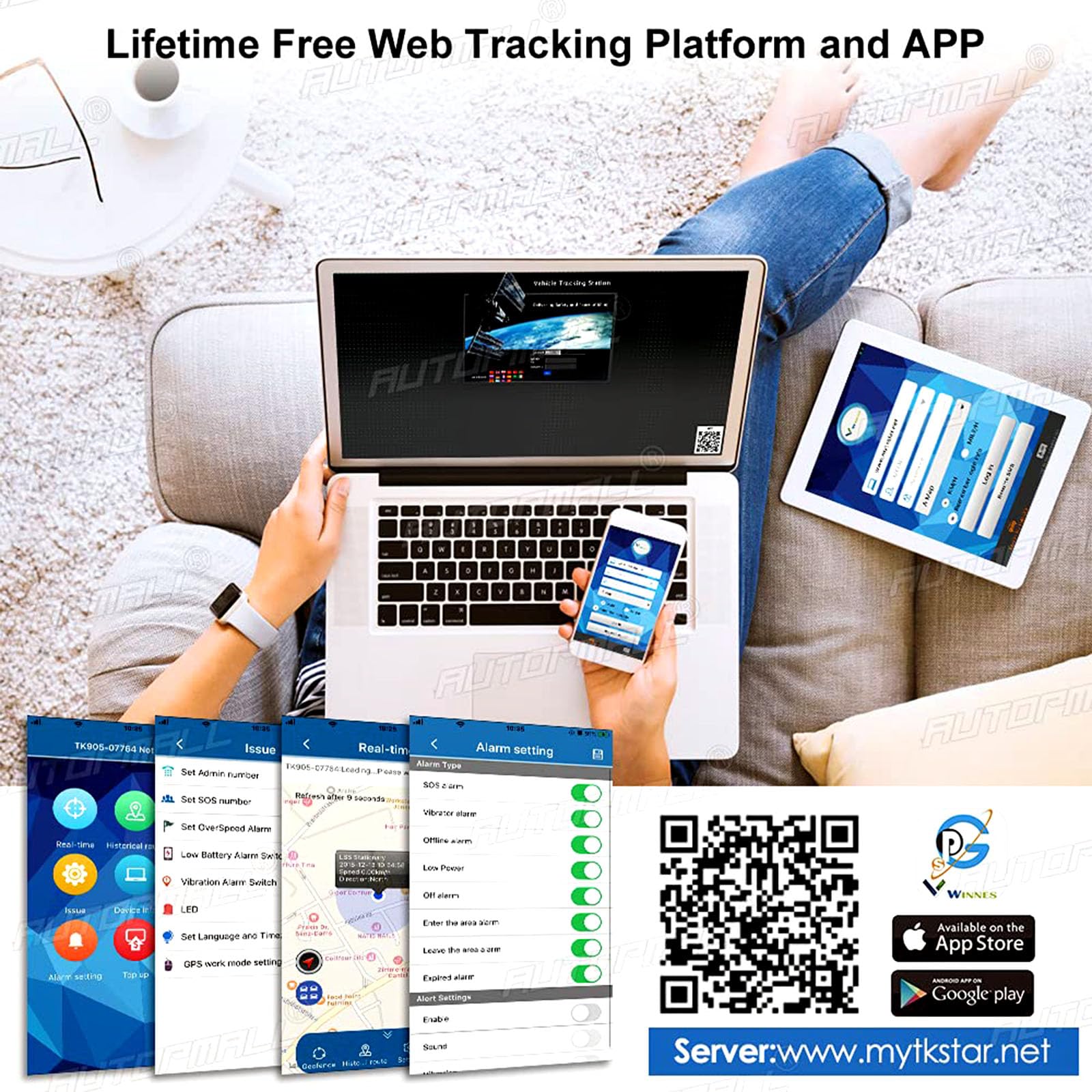Winnes 4G Mini GPS Tracker 1500 mAh - Auto GPS/AGPS/LBS Echtzeit Ortung Anti-Verlust Magnet Mit Gratis App für Kind, Koffer, Fahrrad, Auto
