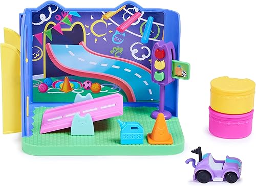 Gabby's Dollhouse, Playroom with Carlite Toy Car, Accessories, Furniture and Surprise Boxes