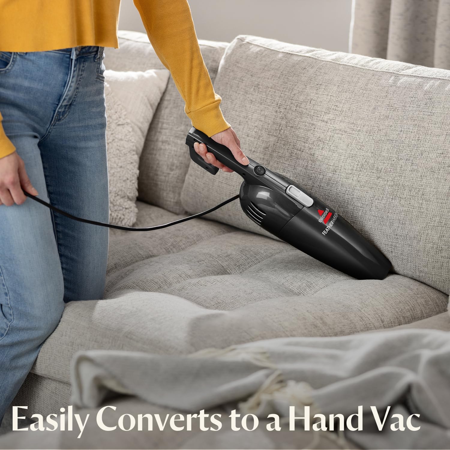 Bissell 2033M Featherweight Stick Lightweight Bagless Vacuum and Electric Broom with Crevice Tool for Hard Floors and Carpets, Black view 5