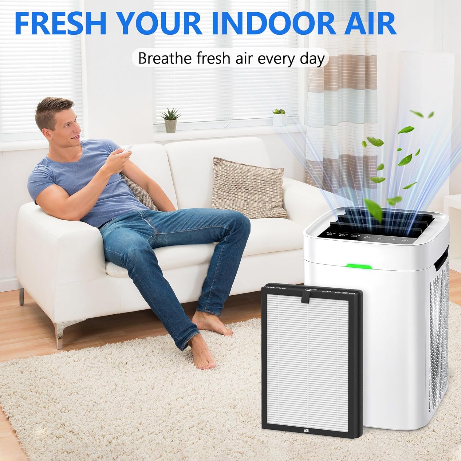 2 Pack K1 Replacement Filter Compatible with LUNINO K1 Air Purifier, Double-Sided Filters for Home Large Room Up to 2600 Ft², H13 True HEPA and Activated Carbon Filter - Image 6