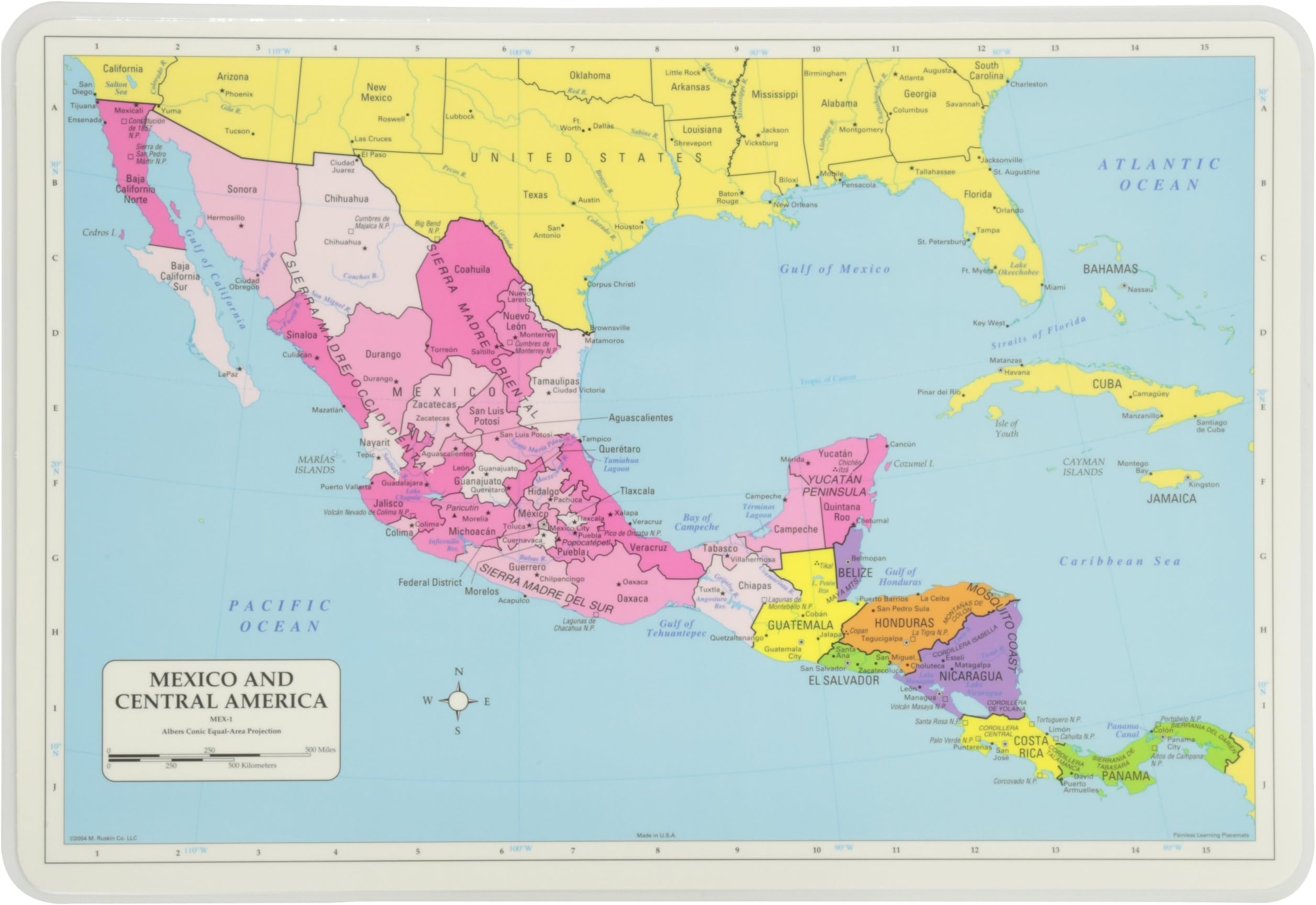 SALES4LESS Learning Mexico and Central America Placemat, 12 x 17 1/2 inches