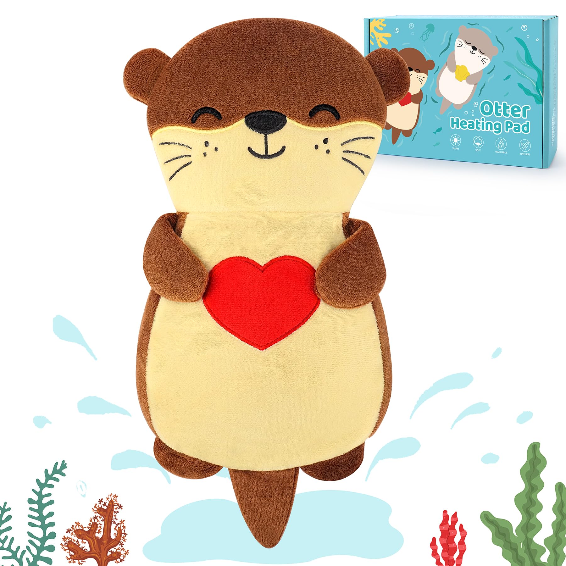 Otter with Heart Microwavable Heating Pad for Period Cramps Pain Relief