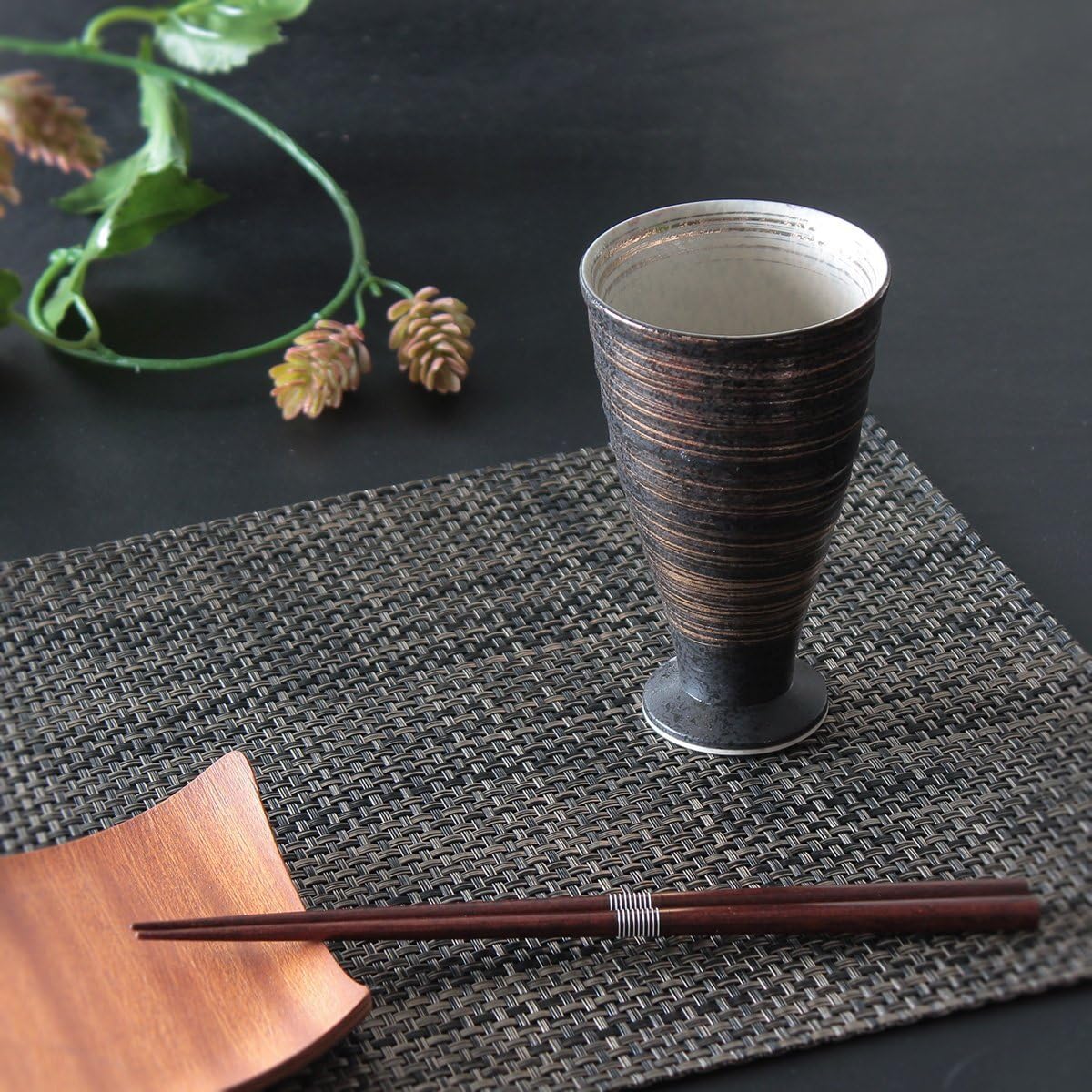 CtoC Japan Pair Goblet, Multi, φ3.3 x 5.5 inches (8.3 x 13.9 cm), 10.1 fl oz (300 cc), Gold and Silver Brush, Pottery Kiln, Arita Ware Made in Japan