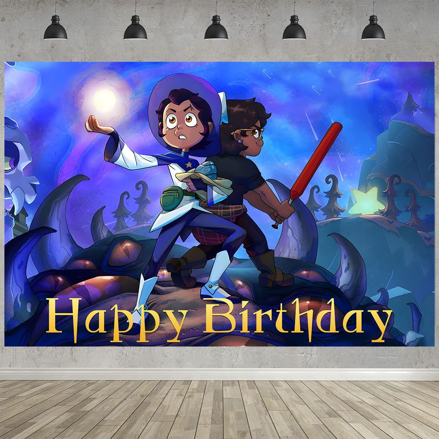 The Owl House Birthday Party Decoration,Owl House Cartoon Party Photo Background 5 x 3 FT and 18 Pcs Balloon,Owl Merch Party Backdrop Supplies - Image 3