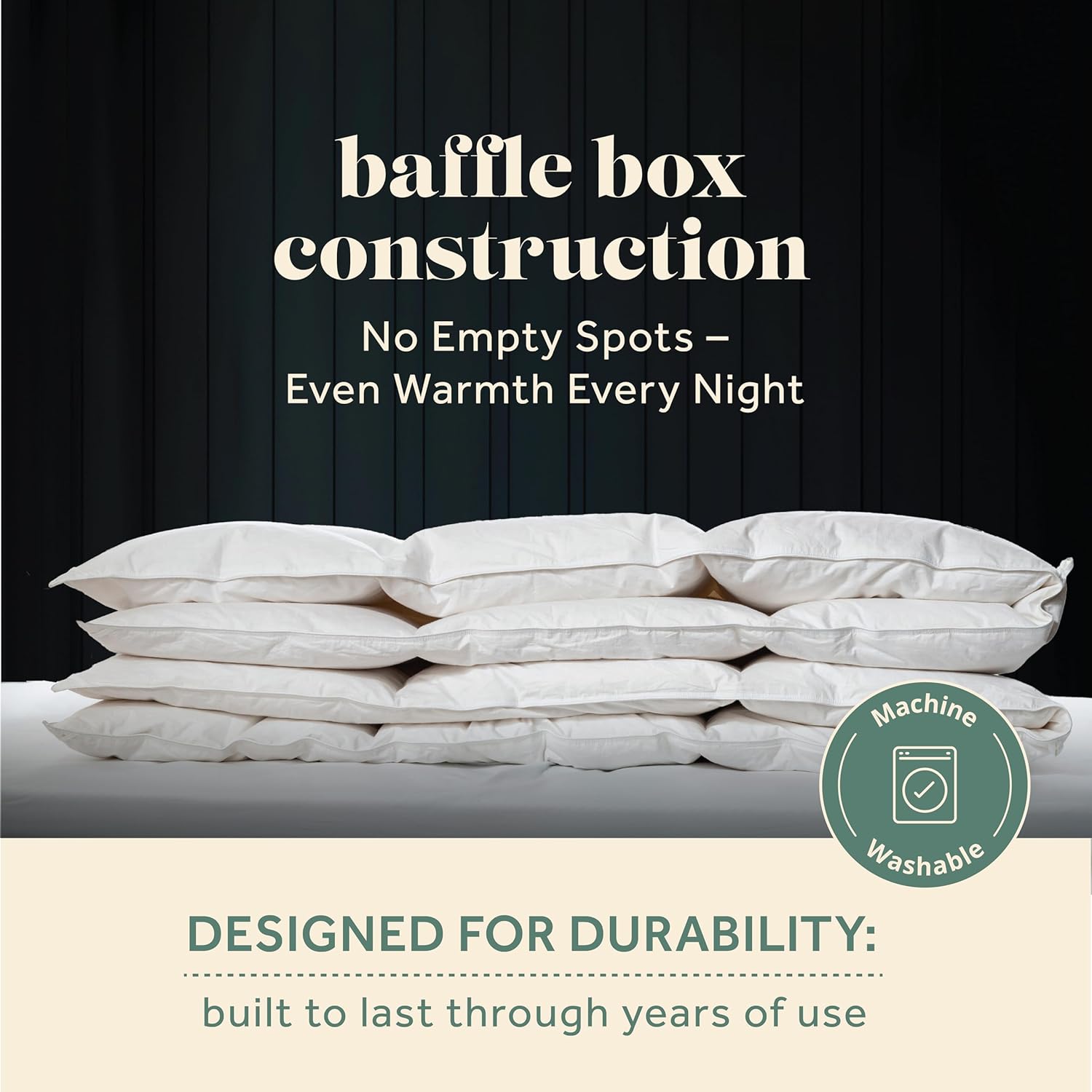 ComfyDown Goose Down White Comforter - Made in USA - 100% Egyptian Cotton 280 Thread Count Cover, 650+ Fill Power, Light Weight, All Season Washable Duvet Insert with Corner tabs - King