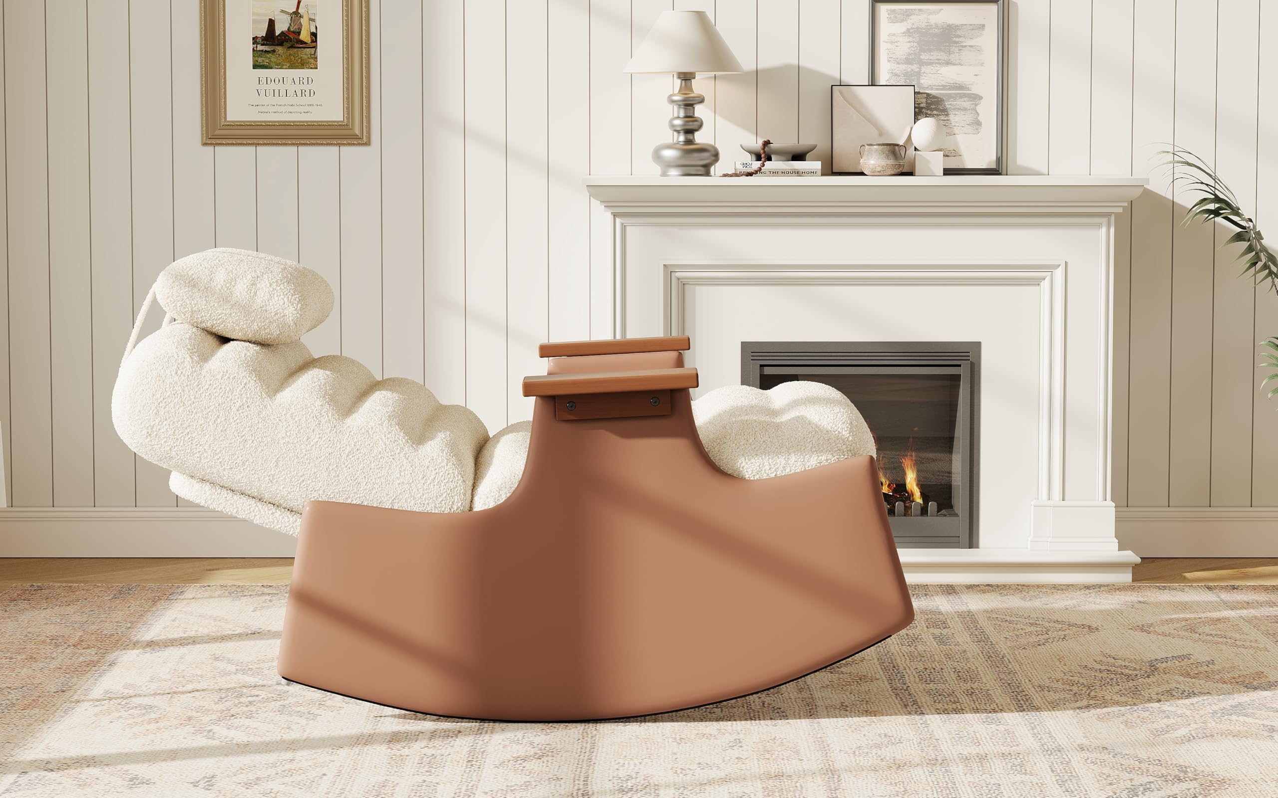Silla mecedora con reposapiés, silla de relax para sala de estar con reposabrazos de hierro y respaldo ajustable, mecedora con reposapiés, silla silenciosa para dormitorio, jardín, terraza (Bigh-B)
