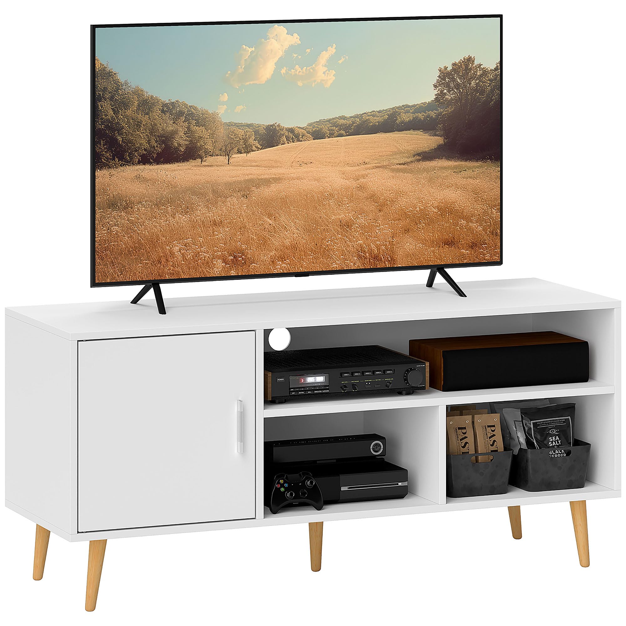 HOMCOM Mueble de TV para Televisores de hasta 60" 120x40x55 cm Blanco
