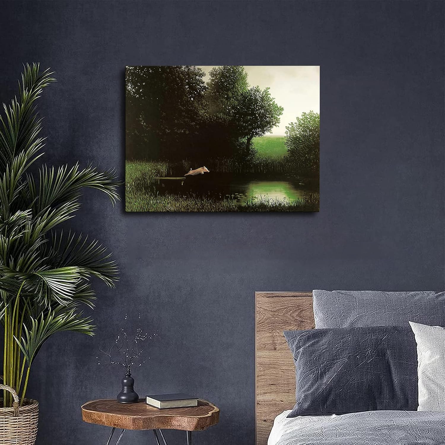 Diving Pig Michael Sowa Dock Flying Pig Animals Funny Poster Canvas Print Wall Art Modern Classroom Kitchen Bedroom Room Aesthetics Decoration Boys Women Gift Unframed and Framed (08x12inch-No Framed) image 5