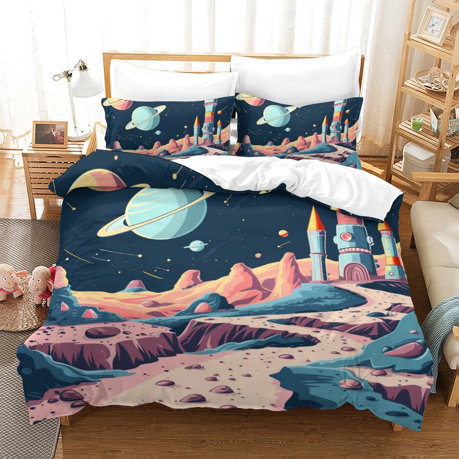 La fusée parure de lit 3D le cadeau d'anniversaire idéal pour passionné d'espace et galaxie