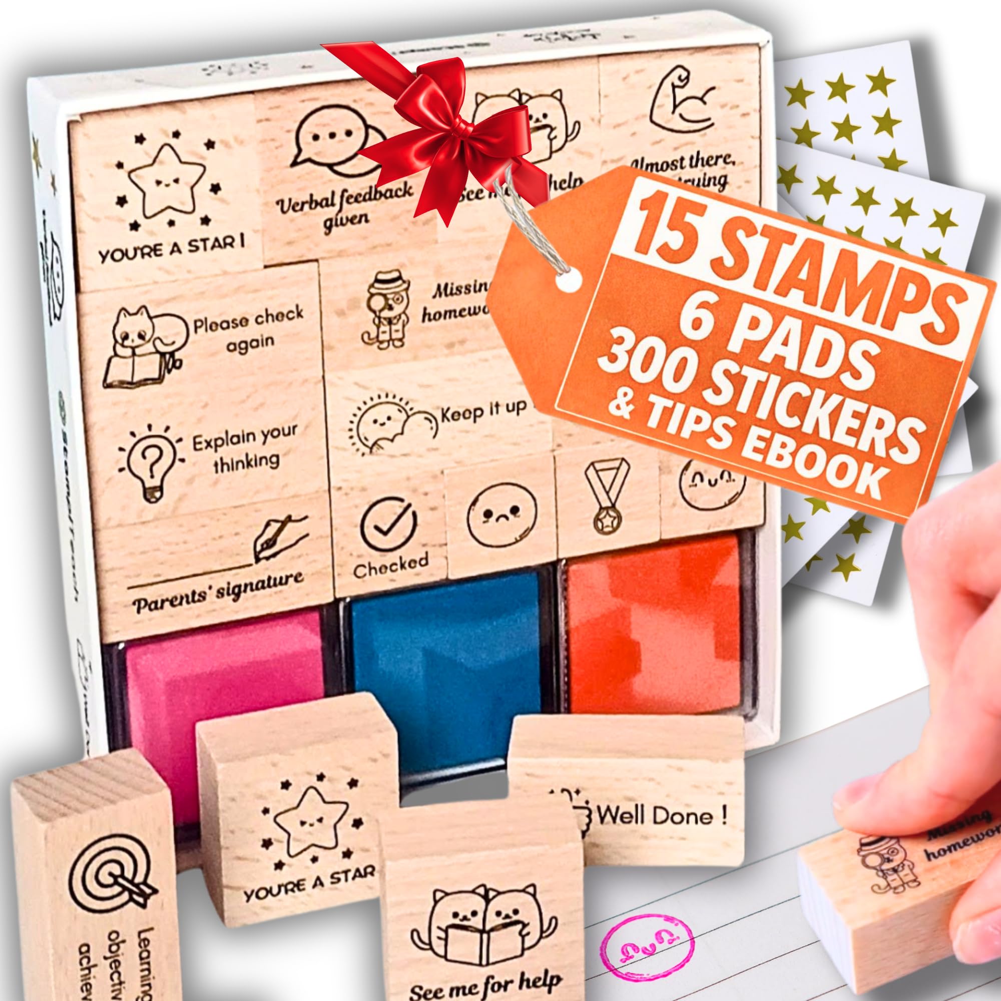 Stampiteach Multicolor Teacher Stamps For Classroom Grading – Grading Stamp Set With Ink Pads – Cute, Clear, Durable Feedback Stamps For Teachers – School Supplies For Elementary – Teacher Stationery