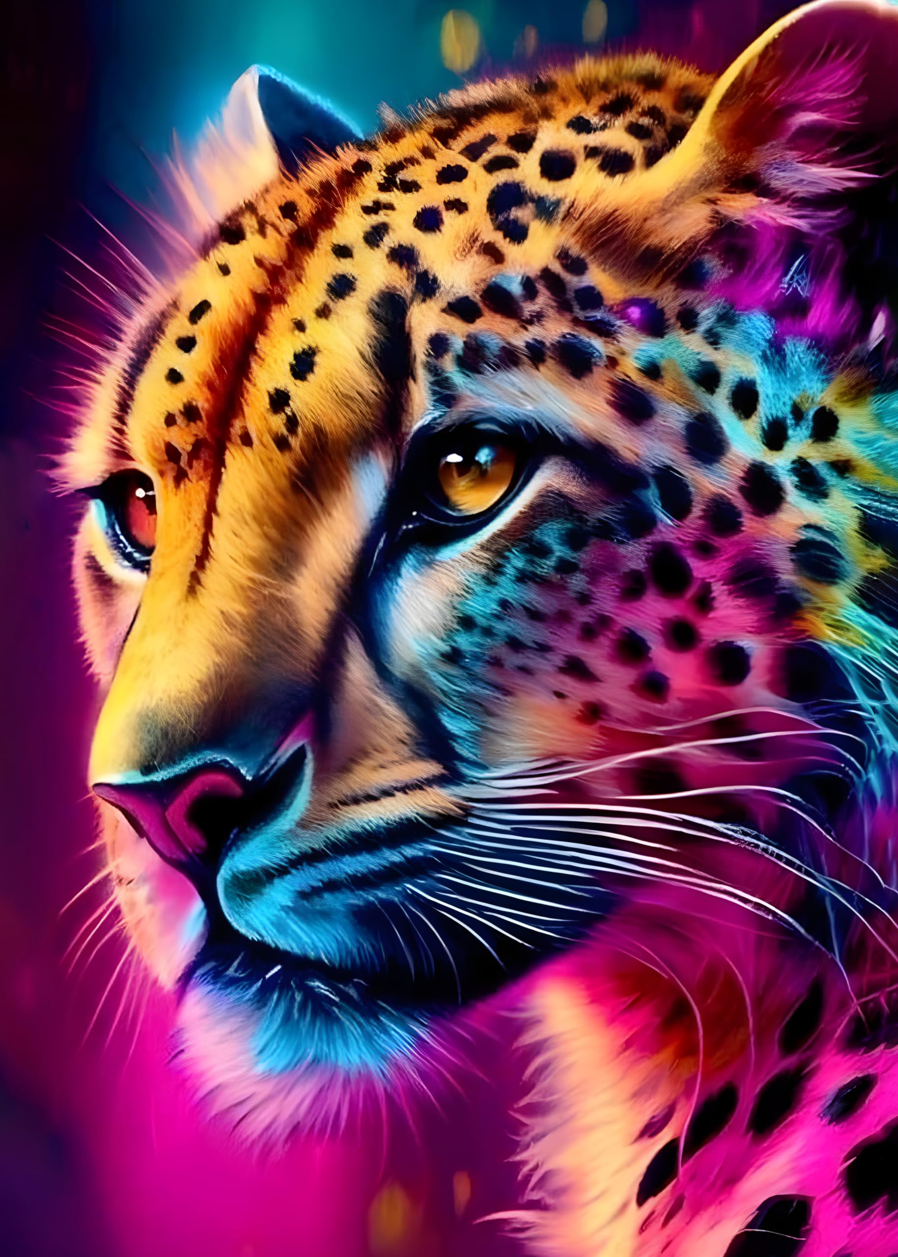 HEIBAGO Animal Diamond Painting Kits for Adults, 5D DIY Animal Full Drill Round Diamond Art Kits with Leopard Diamond Painting, Diamond Dots Perfect for Home Wall Decor 12x16inch