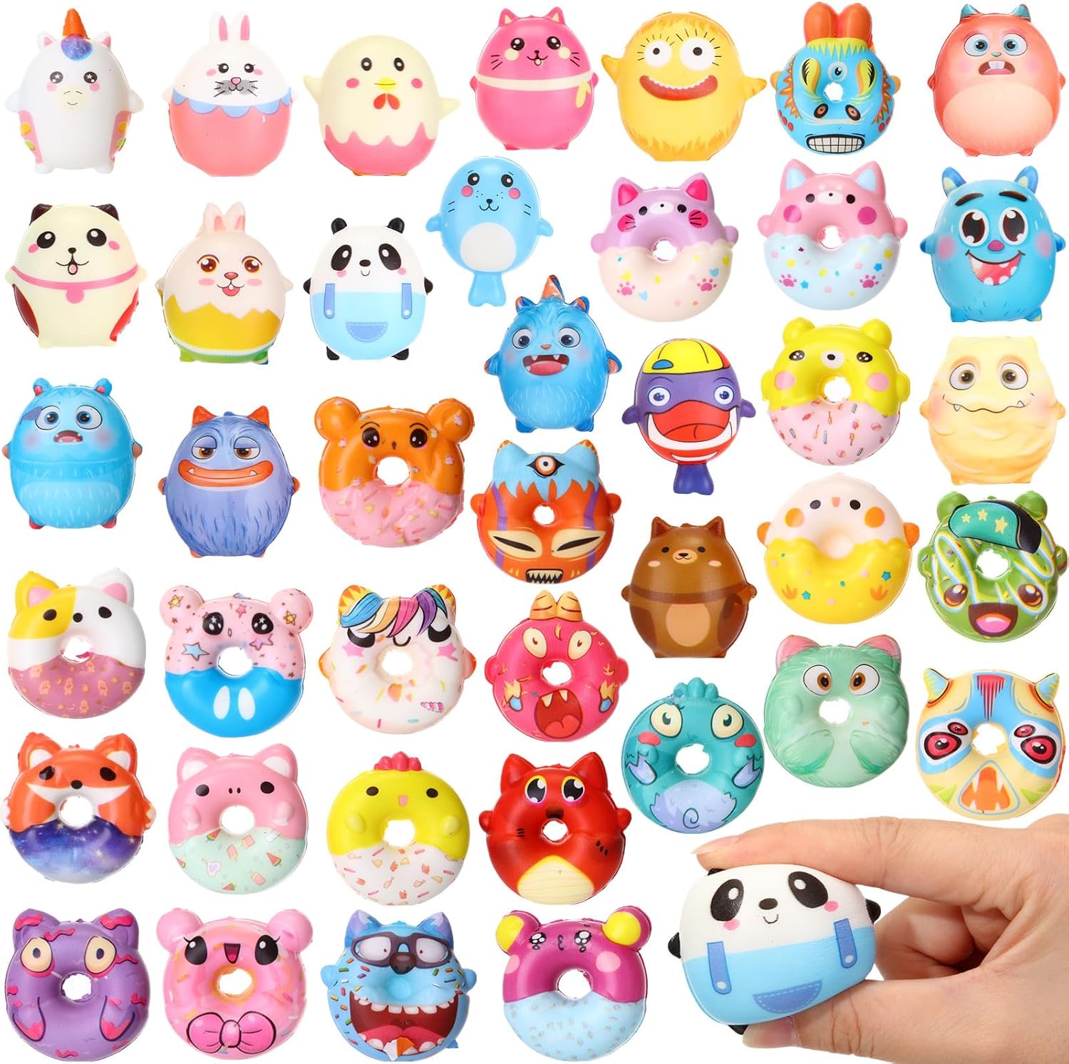 72 Pack Squishies Slow Rising Toys Soft Kawaii Animal Donut Squeeze Stress Mini Anxiety Sensory Fidget Relief Balls, Easter Basket Stuffers for Classroom Prizes Gift Birthday Party Favors
