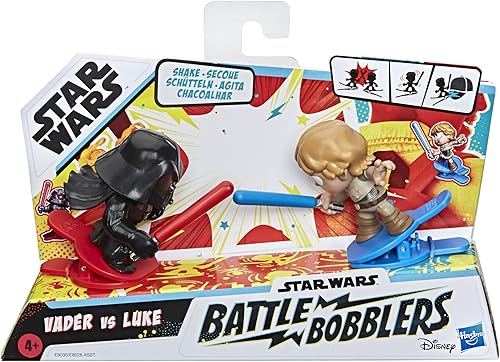 Miniatura 2 de STAR WARS Battle Bobblers Darth Vader Vs Luke Skywalker - Figura de acción de batalla recortable, paquete de 2, juguetes para niños a partir de 4