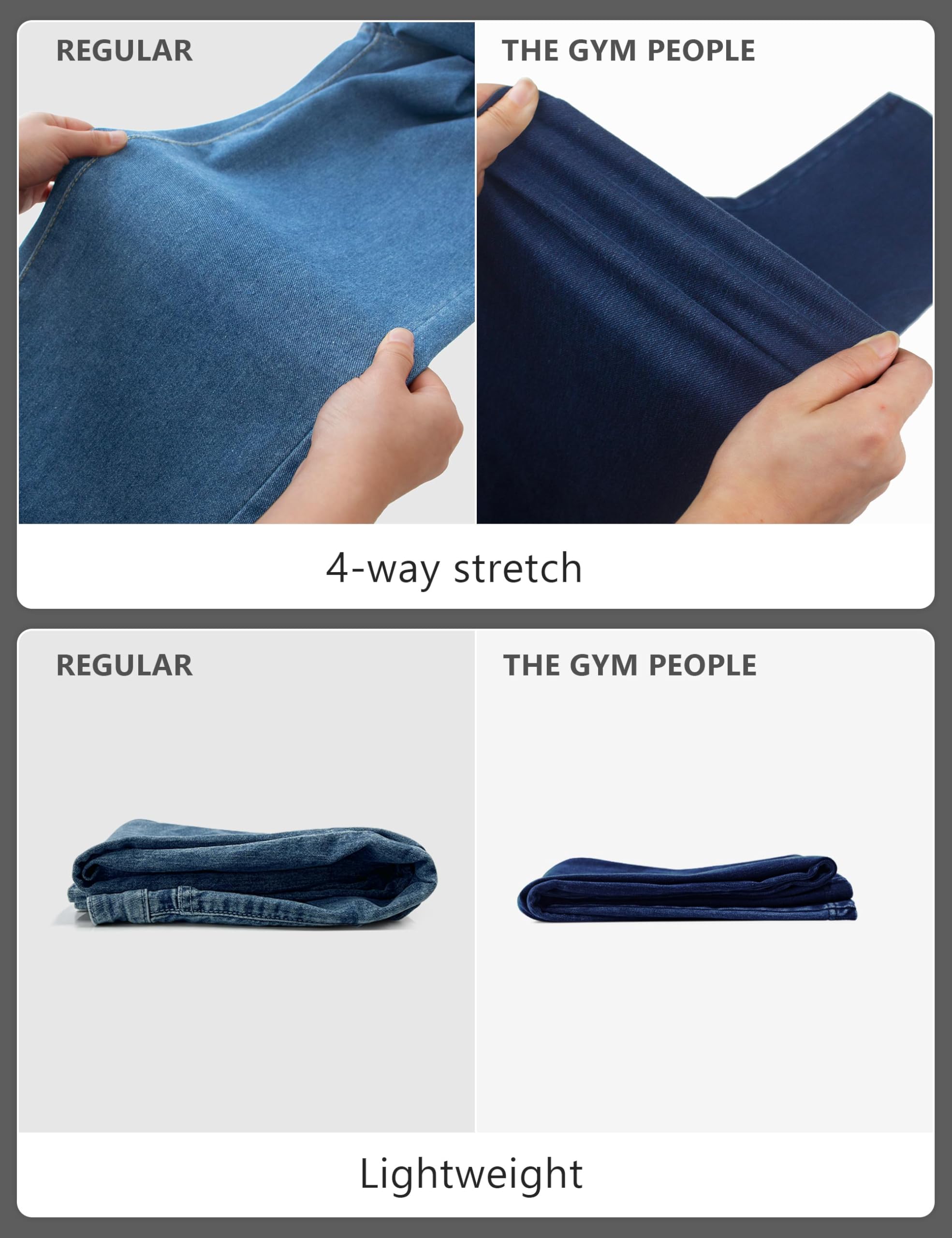 THE GYM PEOPLE Jean ample à enfiler pour femme - Extensible - Tendance - Décontracté - Droit - Avec poches