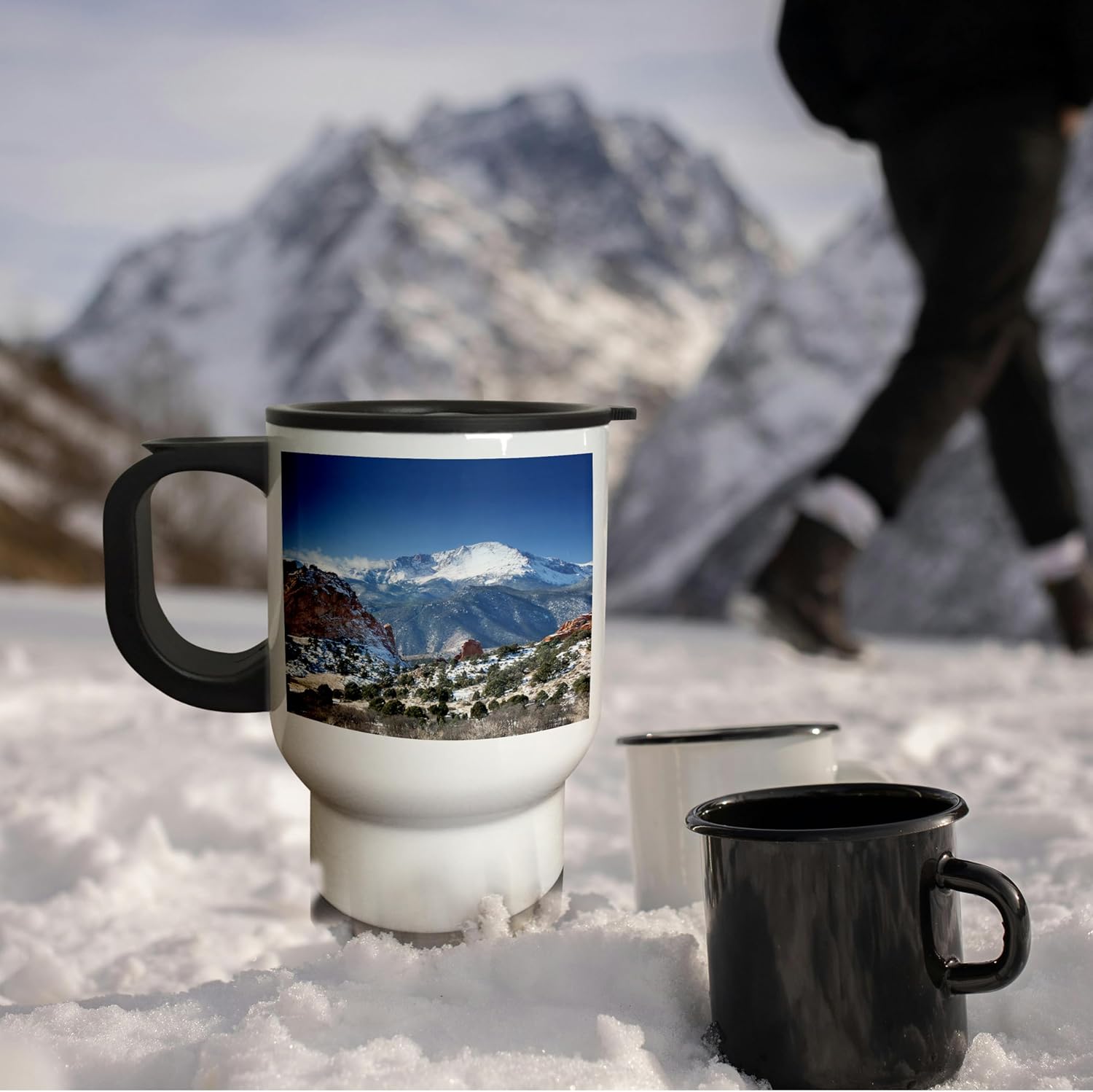 3dRose " Colorado Mountains Pikes Peak Stainless Steel" Travel Mug, 14 oz, Multicolor