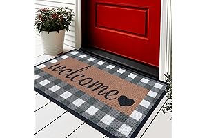 ubdyo Large Plaid Outdoor Mat, Fall Welcome Mat 30x17
