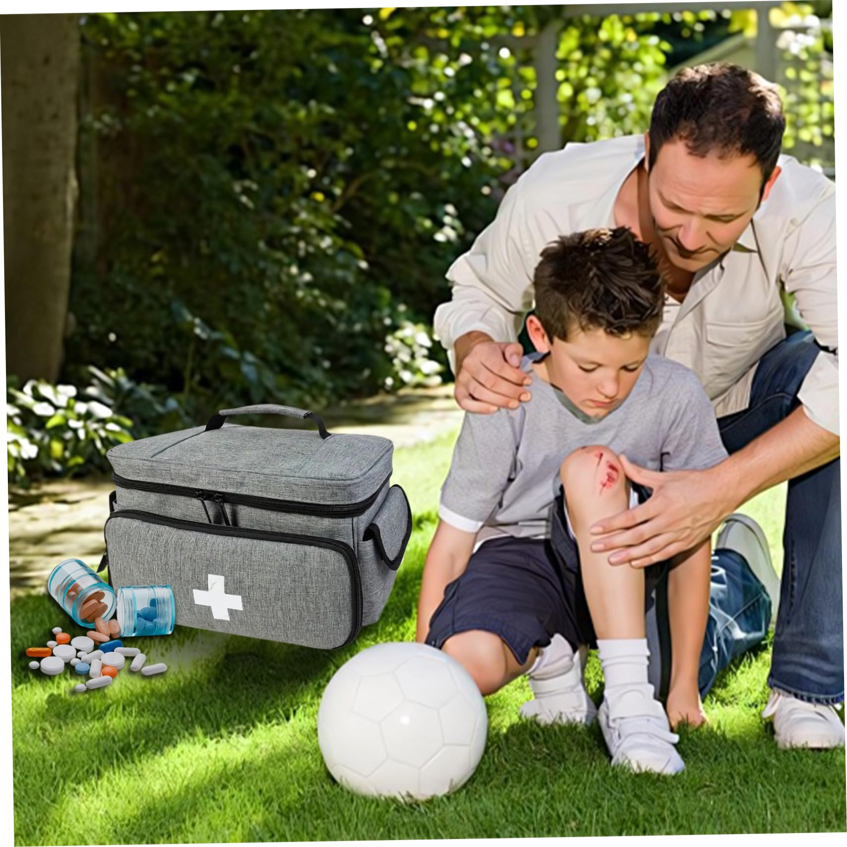 Leere Erste-Hilfe-Tasche, wasserdichter Erste-Hilfe-Organizer mit mehreren Taschen und Reißverschluss-Versorgungstasche mit Tragegriff oben für Zuhause, Büro, Auto, Reisen, Outdoor