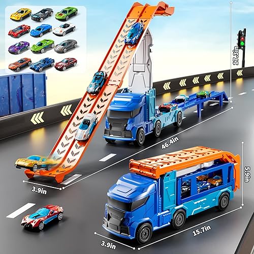 Miniatura 2 de Juego de pistas de autos de juguete para niños de 3, 4, 5, 6 años, pista de carreras con 12 autos de carreras fundidos a presión, regalos de