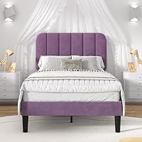 Vista 41 de VECELO - Base de cama tapizada de tamaño Queen con cabecera y 4 cajones, cama de plataforma de almacenamiento de terciopelo, soporte de listones