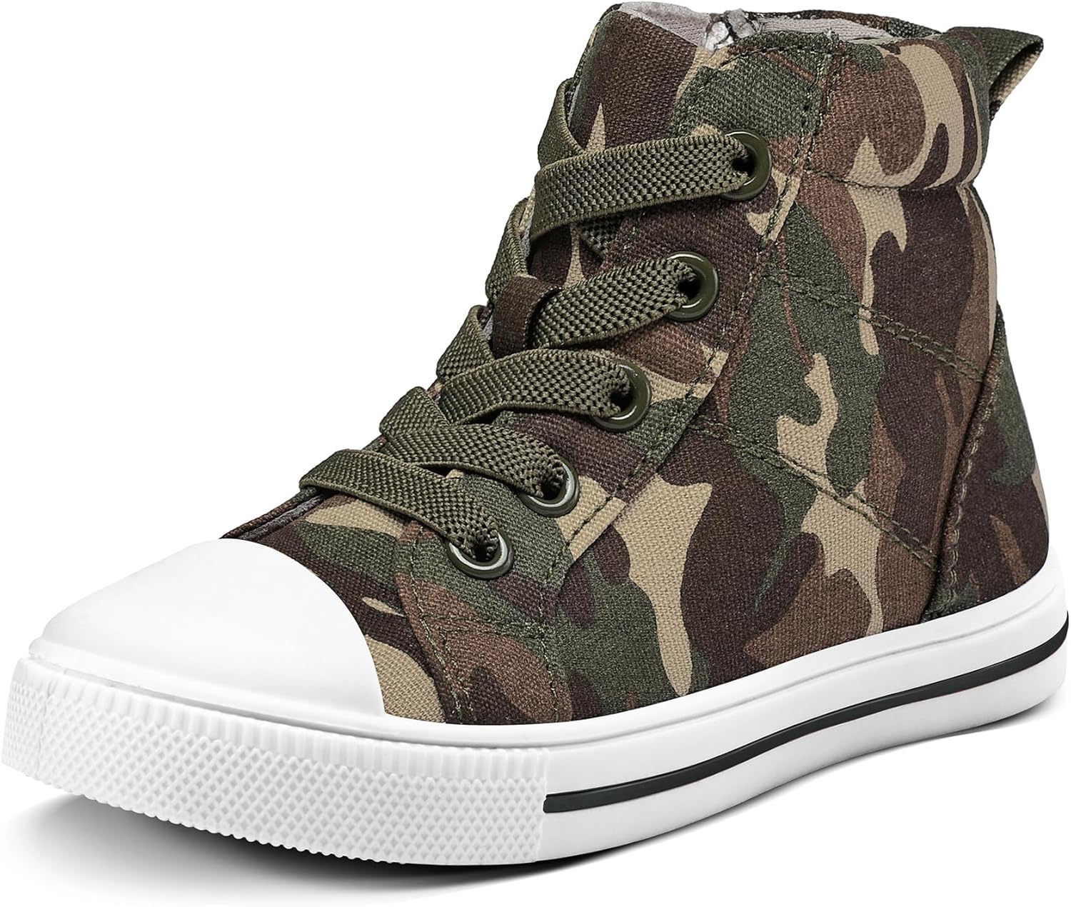 K KomForme Kids Sneakers for Boys and Girls Toddler Canvas High Top Walking Causal Shoes with Zipper