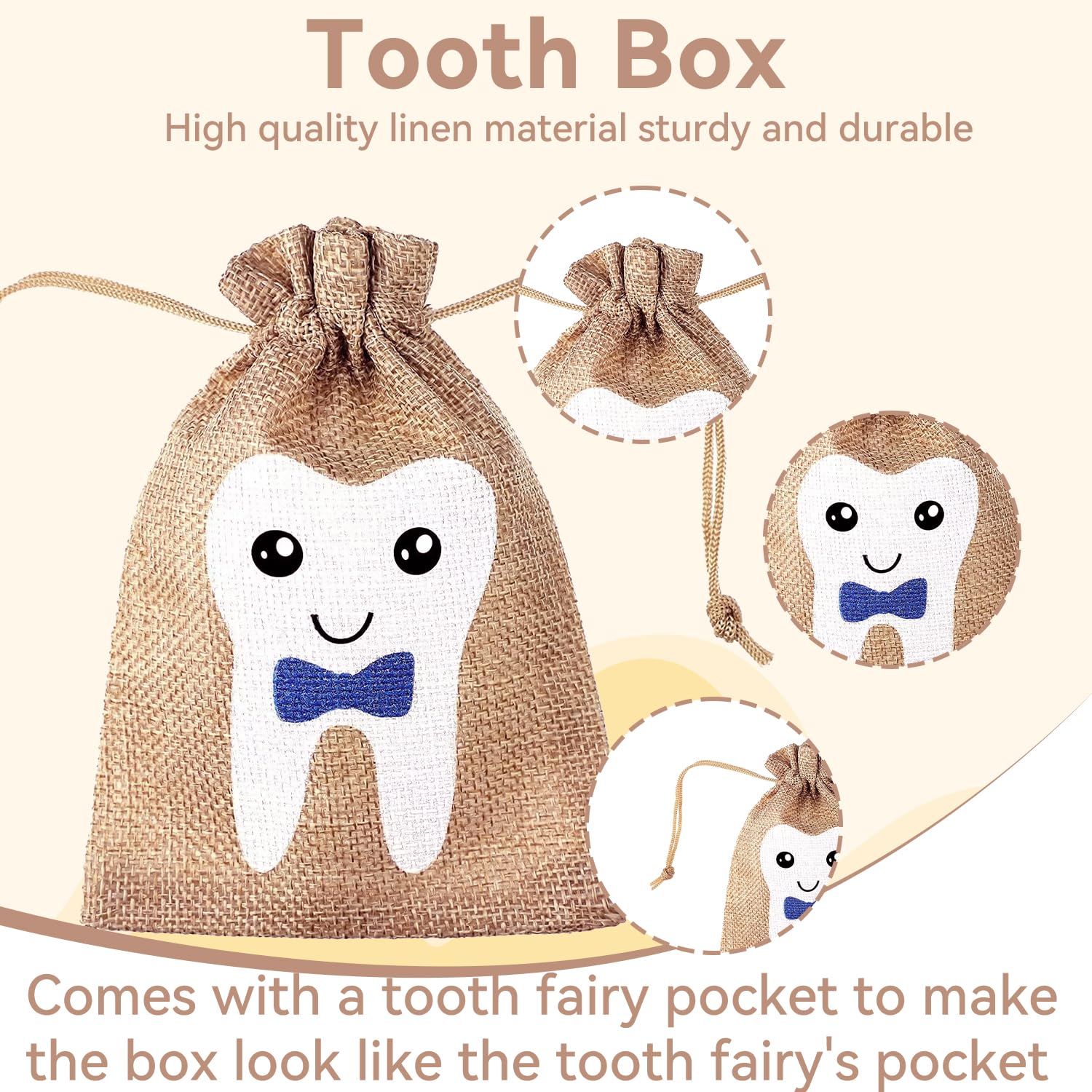 elook Tooth Fairy Kit, 3D Carved Wooden Tooth Storage Box with Fairy Bag, Tooth Fairy Box for Boy Baby Teeth - Image 4