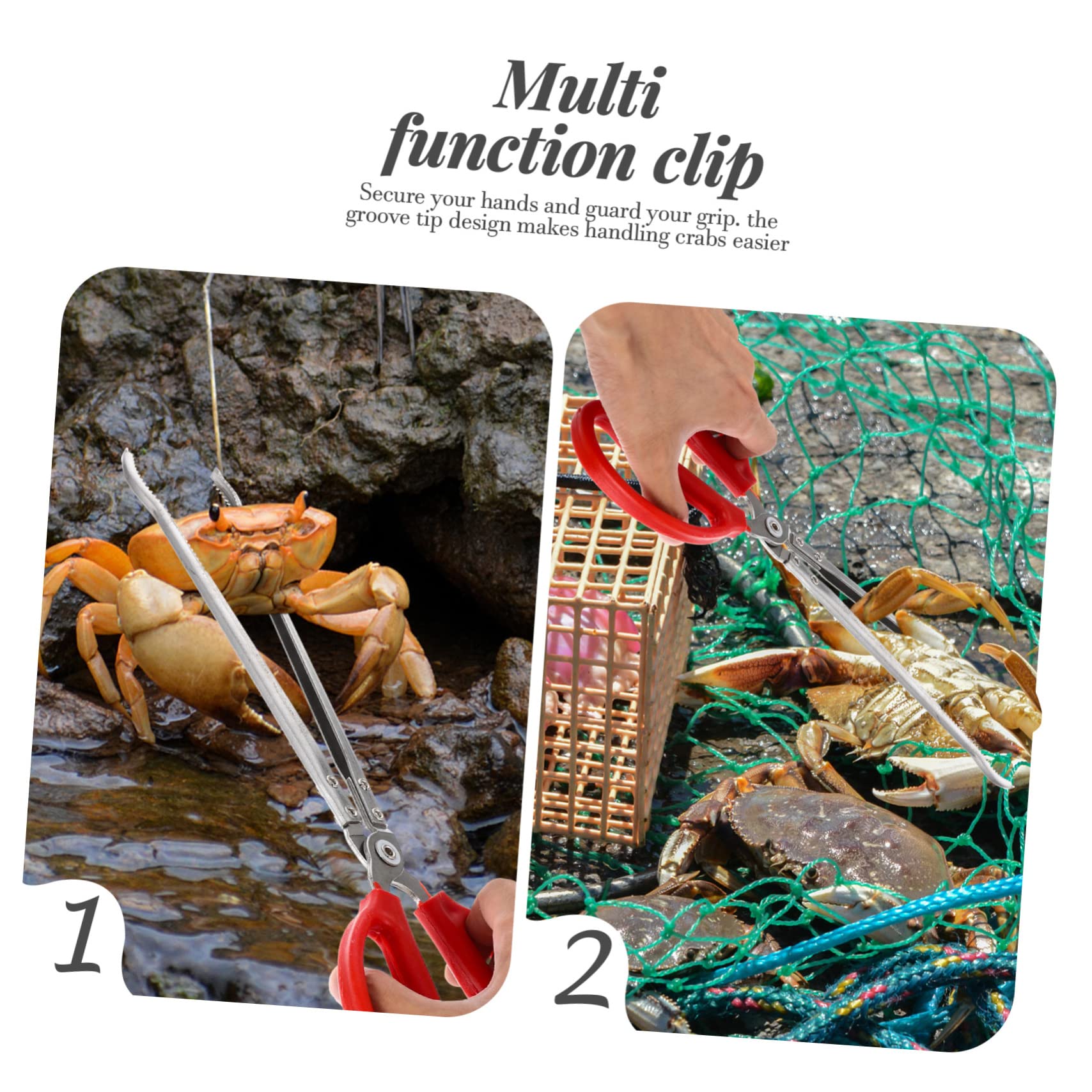Tragbare Fischzange aus Edelstahl und Abs Leichte Lange Multifunktionsclip für Grill und Outdoor Praktisches Anglerzubehör zum Greifen von Fisch und Krabben