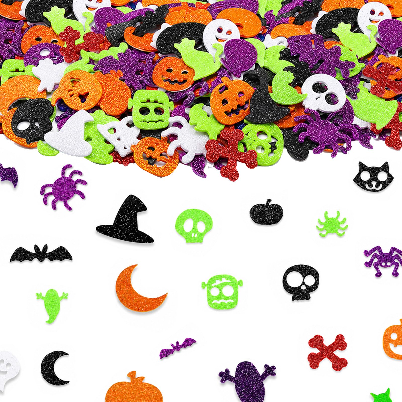 300pcs Halloween Stickers Glitter Self Adhesive Sparkly Foam Cutouts