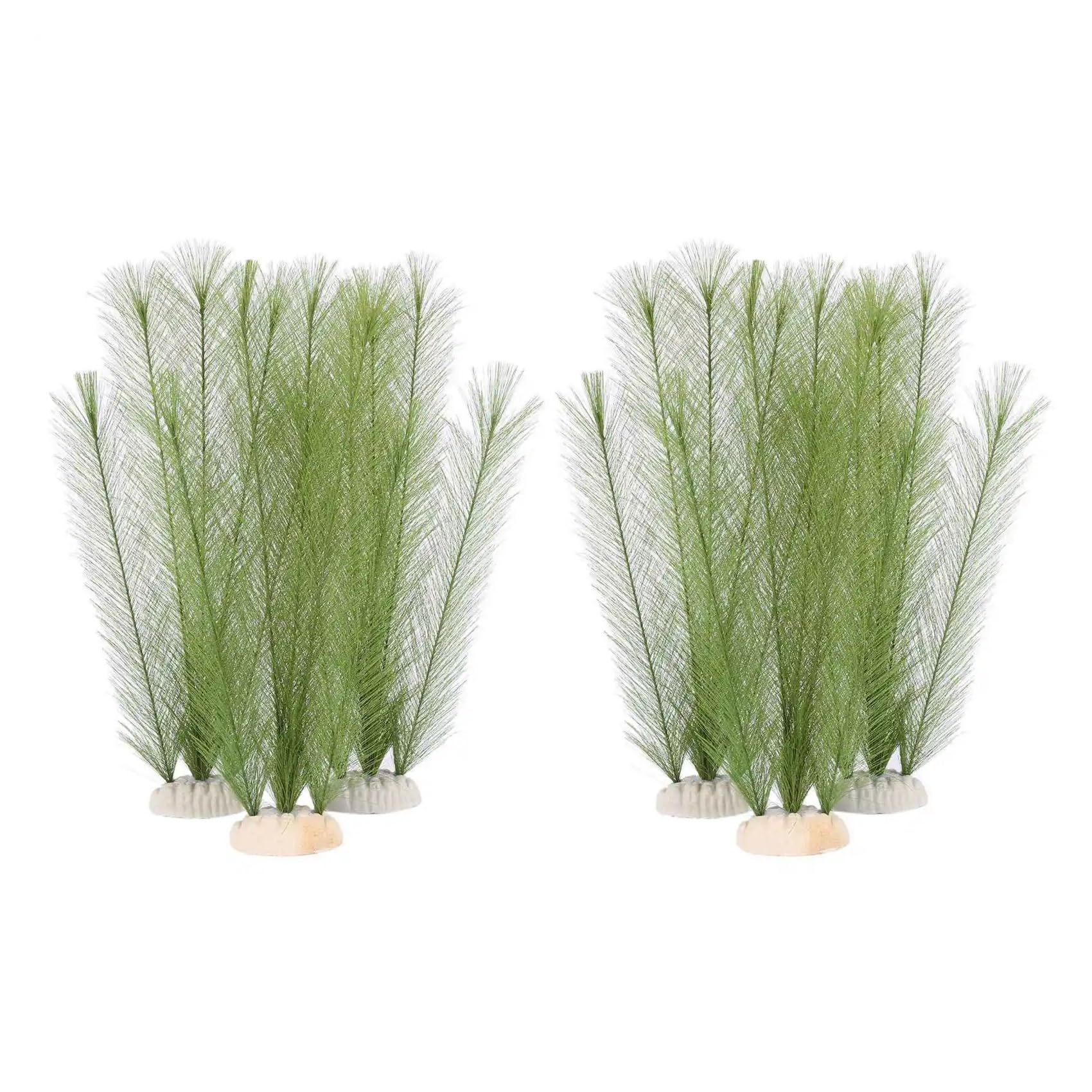 Plantas artificiales de acuario ABS tela seda | Decoración de pecera verde: plantas artificiales