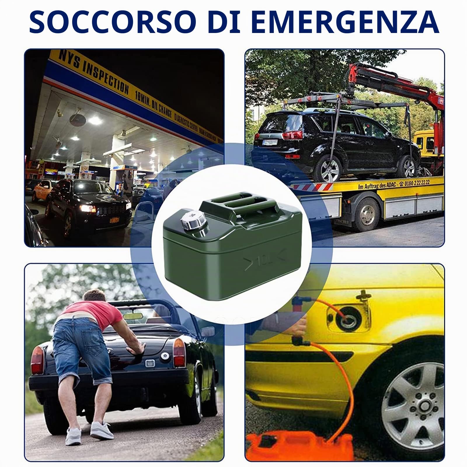 Tanica per benzina in metallo da 10 l, con beccuccio flessibile, bomboletta per benzina diesel e altre merci pericolose, colore: verde