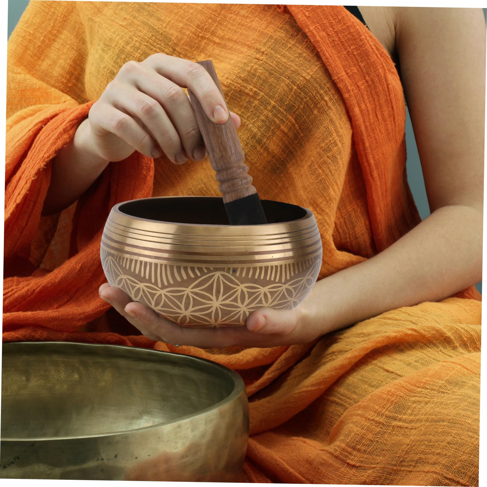 1set Ciotola Cantante Artigianale Stile Nepalgese Per Meditazione Completo Con e Cuscinetto Strumento Per Terapia Sonora e Relax Per Yoga Studio e Ambienti Di Meditazione