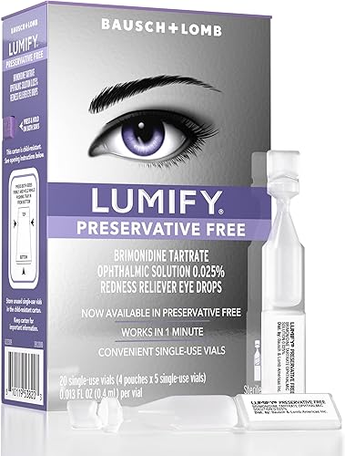 LUMIFY Preservative Free Eye Drops for Red Eyes, Redness Reliever for Sensitive Eye, Brighter and Whiter Looking Eyes, Works in 1 Minute & Lasts Up
