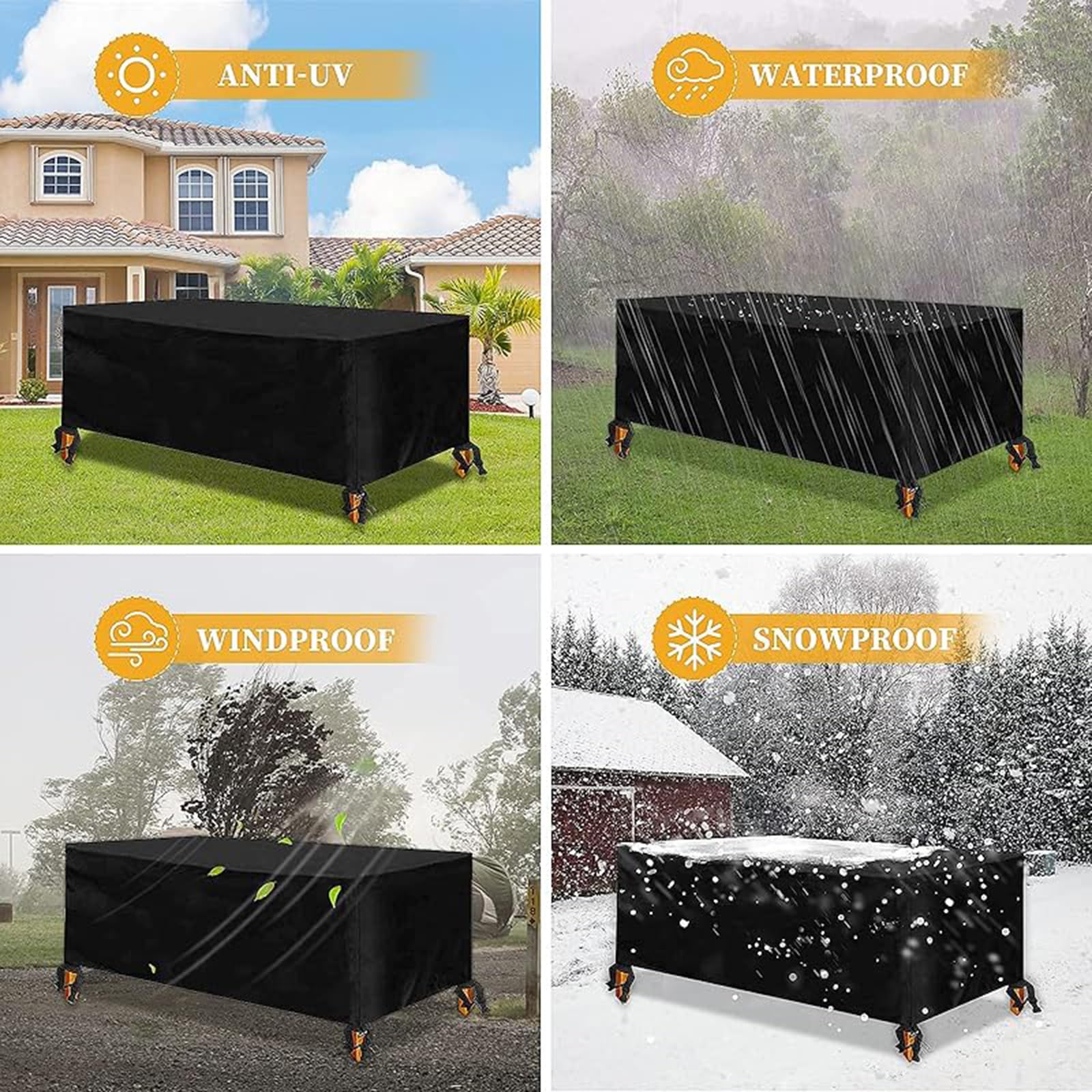 Tuinmeubelset hoezen buitentafelhoes 240 x 185 x 80 cm (l x b x h) terrashoezen voor tuinmeubilair, rotan meubelhoezen waterdichte rechthoekige / vierkant, scheurbestendige, Oxford-meubelbeschermer